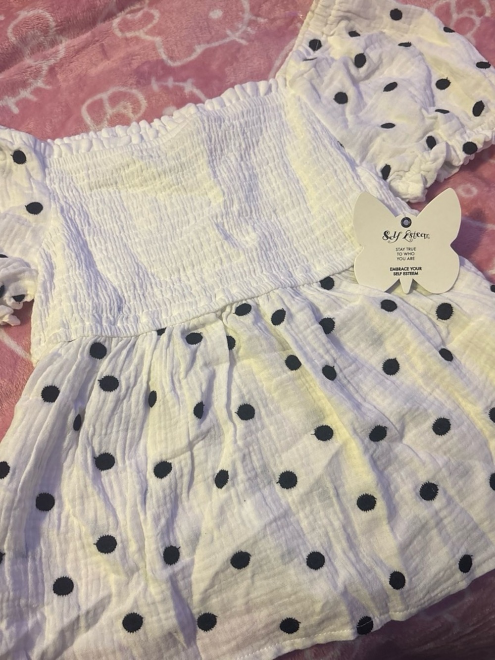 White Polka Dot baby doll Top